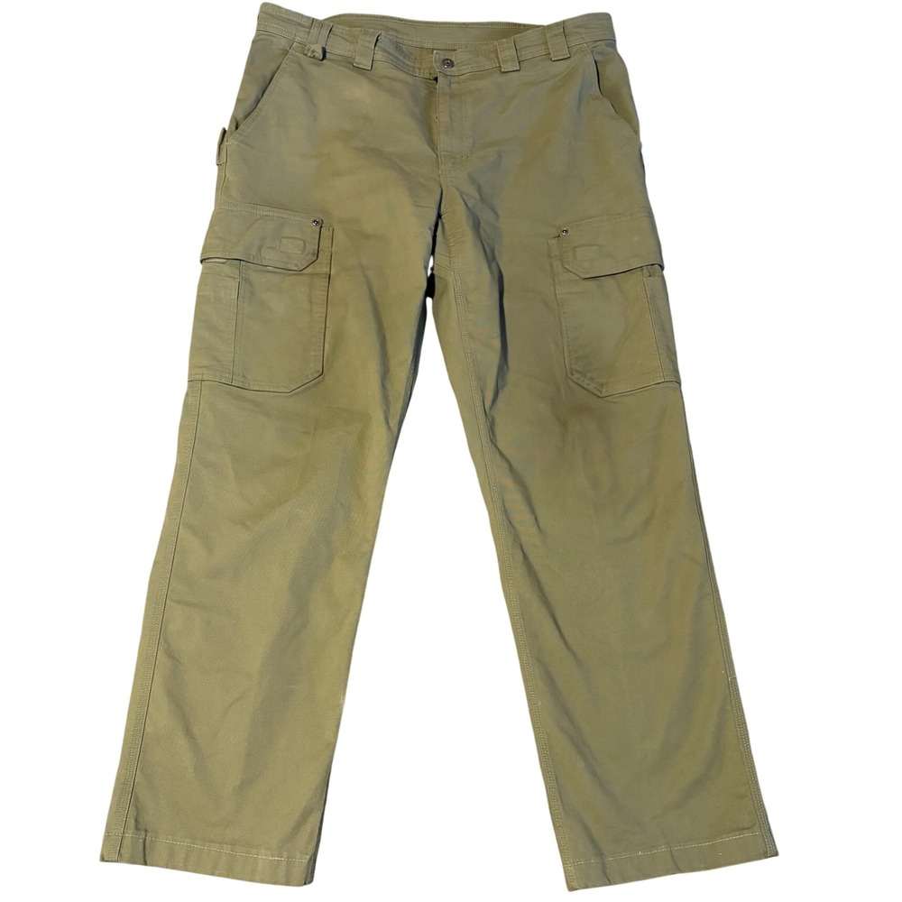 Duluth Trading Co Cargo Pants Mens 40x36 Green DuluthFlex Fire Hose 53704 Canvas